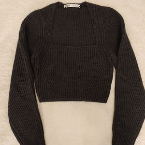 Zara Women's Cropped Knit Top Sweater